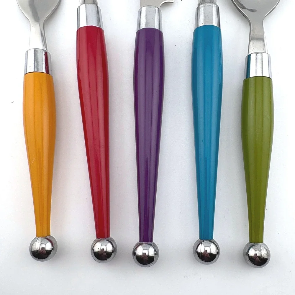 Casa & Deco 70 pc Stainless Flatware Set Multi Color Resin Ball End Handles